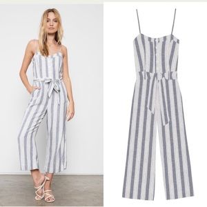 Rails Blue and White Striped Jumpsuit